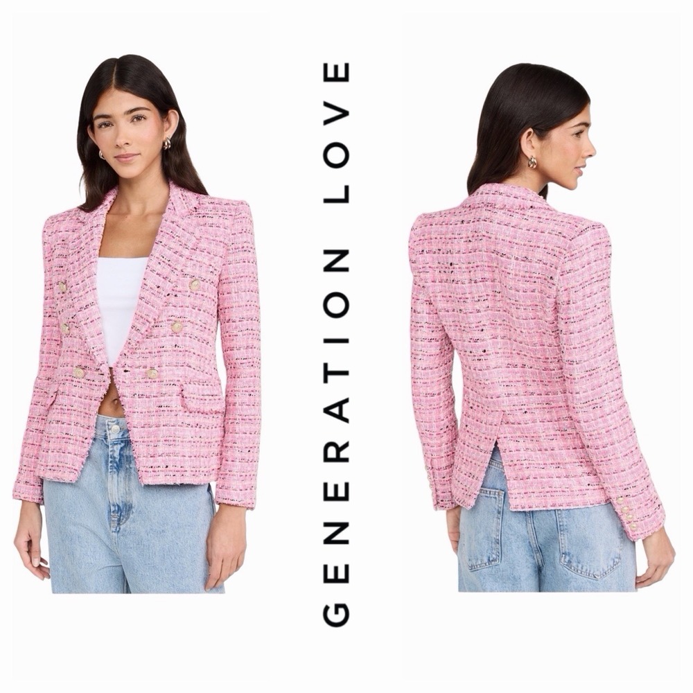 Generation Love Eliza Pink Tweed Blazer Sz M Preppy Barbiecore Designer Luxury